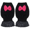 Cute Bowknot Crochet Knitted Fingerless Gloves Thermal Hand Wrist Mittens