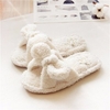 Cute Bowknot White Slip On Open Toe Flat Home Indoor Slippers