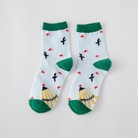 Cute Cartoon Pattern Cotton Art Illustration Creative Long Sox