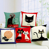 Cute Cartton Cat Print Pillow Case Cotton Linen Pillowcase Home Sofa Office Decor