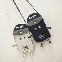 Cute Case for Cell Phone Robot Cartoon Women Girls Messenger bag Shoulder Bags Small Wallet