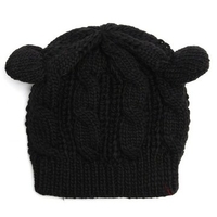 Cute Cat Ear Devil Slouch Beanie Hat Crochet Knitted Braided Winter Warm Cap