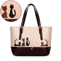 Cute Cat Rabbit Animal Print Sweet Women Handbag Large Capacity Zipper Cat Handbags Shoulder Bag