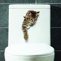 Cute Cat Wall Stickers Living Room Bedroom Decorations Creative 3D Animal Wall Stickers Bathroom Toilet Stickers