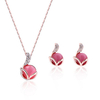 Cute Jewelry Set Apple Rhinestone Crystal Earrings Necklace Set