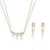 Cute Jewelry Set Brooch Pearl Rhinestone Earrings Necklace Set