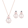 Cute Jewelry Set D Letter Rhinestone Earrings Necklace Set