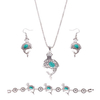 Cute Jewelry Set Dolphin Crown Turquoise Necklace Earrings Bracelet Kit