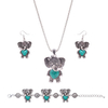 Cute Jewelry Set Elephant Heart Turquoise Necklace Earrings Bracelet Kit