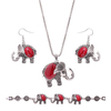 Cute Jewelry Set Elephant Red Turquoise Earrings Necklace Bracelet Set