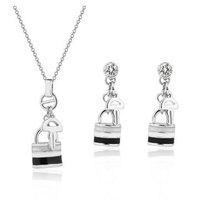 Cute Jewelry Set Key Knock Rhinestone Earrings Necklace Set