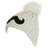 Cute Rabbit Fur Ball Mustache Embroidery Knitted Crochet Cap Warmer Slouch Beanie Hat