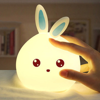 Cute Rabbit Night Light Colorful Touch Color Change USB Charging LED Lamp