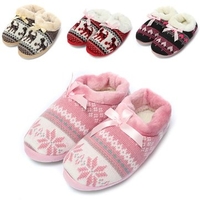 Cute Stripe Heart Dog Snowflake Knitting Soft Flat Home Indoor Slippers
