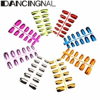 DANCINGNAIL 1 Pcs Metallic False Nails Art Tips French Short Paragraph 6 Sizes