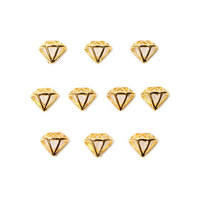 DANCINGNAIL 10Pcs Alloy Golden Hollow Diamond Designed Nail Art Decoration Tip