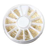 DANCINGNAIL 12 Styles Nail Art Hollow Gold Metal Slice Decoration Round Wheel