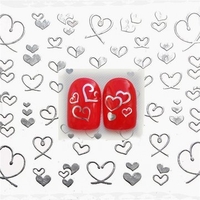 DANCINGNAIL 3D Design Silver Heart-Shaped Nail Art Sticker Decal