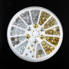 DANCINGNAIL 6 Sizes Silver Gold Metal Round Studs Nail Art Decoration Wheel