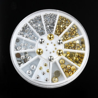 DANCINGNAIL 6 Sizes Silver Gold Metal Round Studs Nail Art Decoration Wheel