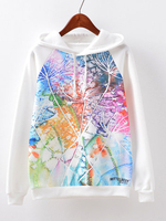 Dandelion Printed Long Sleeve Casual Hooded Women Sweatshirt