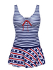 Deep Plunge Marine Stripe Star Printed Wireless Two Pieces Bathing Suit Tankinis