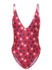 Deep Plunge Pentagram Pattern Backless Wireless One-Pieces Swimsuit