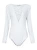 Deep-V Bandage Long Sleeve Elastic Women Sexy Slim Jumpsuit