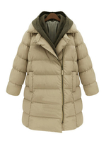 Detachable Knit Hooded Zipper Long SleeveThicken Cotton Coat