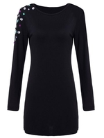 Diamond Pencil Solid Long Sleeve Bodycon Dress