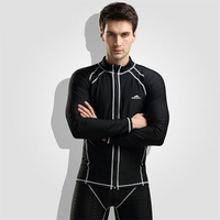 Diving Zipper Sunscreen Jellyfish Suit Surf Tops Skinny Patchwork Swimwear for Men