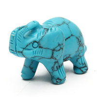 DIY Elephant Figurine Green Turquoise Hand Carved Elephant Ornament