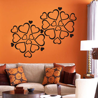 DIY Heart-shaped Mirror Wall Sticker 3D Acrylic Removable Home Decor
