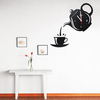 DIY Modern Teapot & Cup Acrylic Large Black Wall Clock Home Kitchen Dining Room Decor