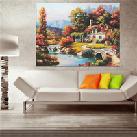 DIY Paint By Digital Painting Kit Canvas Bridge River Bedroom Living Room Home Decor