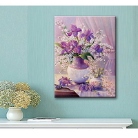 DIY Purple Vase Flowers 5D Diamond Painting Wall Decor