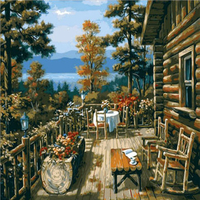 DIY Wood House Acrylic Paint By Number Kit Living Room Bedroom Home Decor