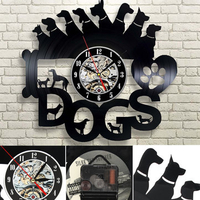 Dog Collar Exclusive Wall Clock Vinyl Record Timer 12 Inch Living Room Bedroom Fashion Wall Clock