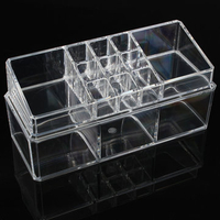 Double Acrylic Clear Organiser Cosmetic Jewellery Display Drawers Storage Box