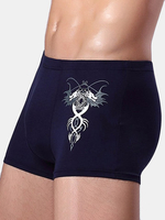 Dragon Printing Modal Soft Breathable Mid Waist U Convex Pouch Underwear for Men
