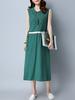 Drawstring Patchwork Cloose V-neck Dress For Woman