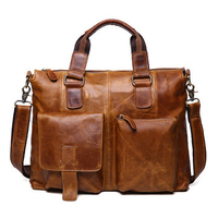 Ekphero Genuine Leather Crossbody Bag Retro Dual-Use Big Capacity Handbag For Men