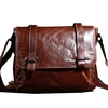 Ekphero Genuine Leather Shoulder Bag Oil Wax First Layer Cowhide Retro Leisure Crossbody Bag For Men