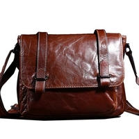 Ekphero Genuine Leather Shoulder Bag Oil Wax First Layer Cowhide Retro Leisure Crossbody Bag For Men