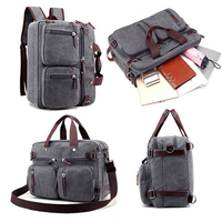 Ekphero Multi Use Canvas Crossbody Bag Multi Pocket Solid Backpack Handbag For Men