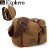 Ekphero Multifunction Versatile Genuine Leather Canvas Messenger Bag Ipad Crossbody Bag