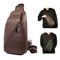 Ekphero Vintage Genuine Leather Chest Bag Crossbody Bag For Men