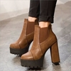 Elastic Back Zipper Ankle Platform Chunky Heel Knight Boots