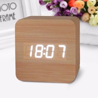 Electronic Digital Clock Creative Water-proof Wooden Alarm Temperature Display