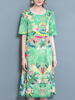 Elegant Bohemian Print Half Sleeve O-neck Dress For Women